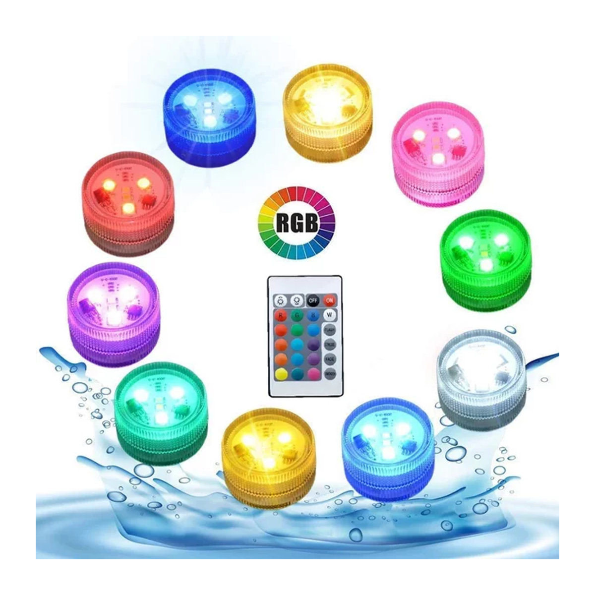 KDULIT Buntes 3-LED-Unterwasserlicht mit Fernbedienung und Knopfzellen zur Dekoration von Schwimmbecken - Bild 1