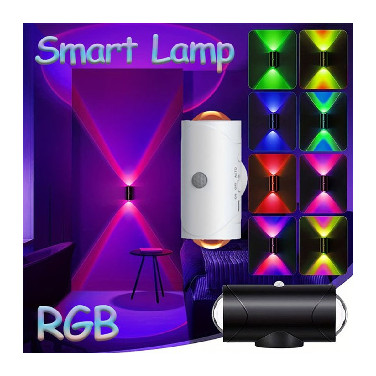 KDULIT Intelligentes Nachtlicht mit Bewegungsmelder und RGB-Farbwechsel, LED-Stimmungslampe mit magnetischer Halterung und Typ-C-Anschluss, Weiß/Bunt - Bild 1