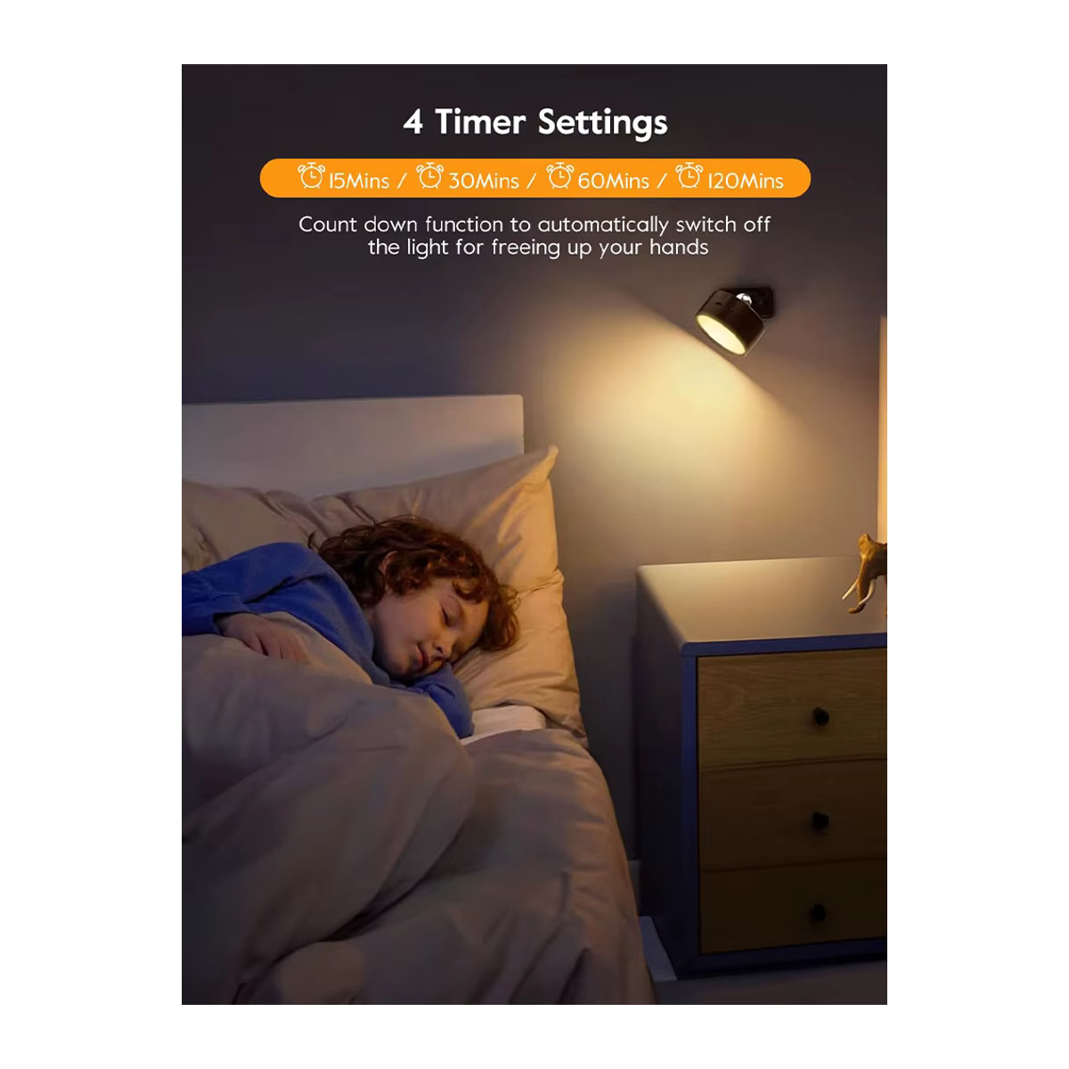 KDULIT LED Magnetische Wandleuchte Schwarz, Wiederaufladbare Dimmbare Wandmontierte Lampe mit Fernbedienung und 360 Grad Drehbarkeit für dein Schlafzimmer - Bild 1