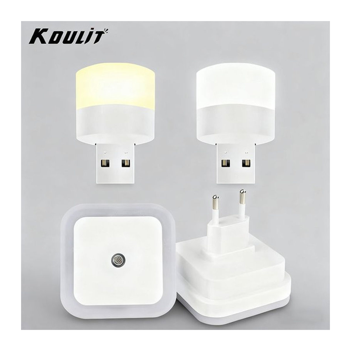 KDULIT LED-Nachtlicht minimalistisch mit USB/EU-Stecker, dimmbares Leselicht in Warmweiß und Kaltweiß für Schlafzimmer, Auto und Camping - Bild 1