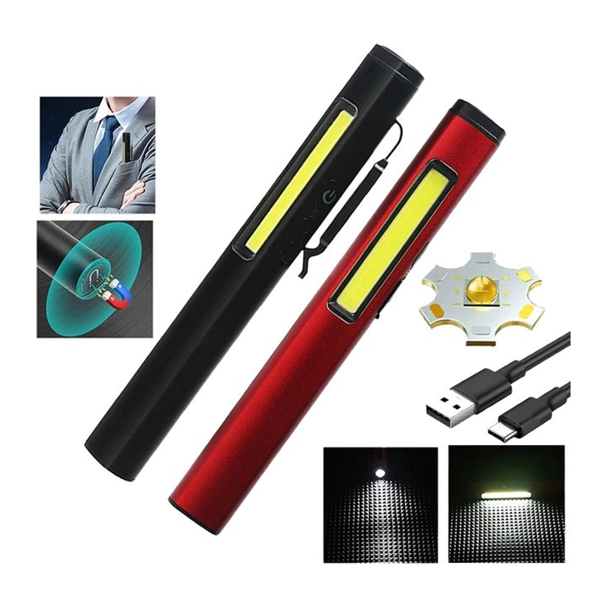 KDULIT LED Taschenlampe USB wiederaufladbar mit Stiftclip und Tasche für medizinische Notfälle und Inspektionen - Bild 1