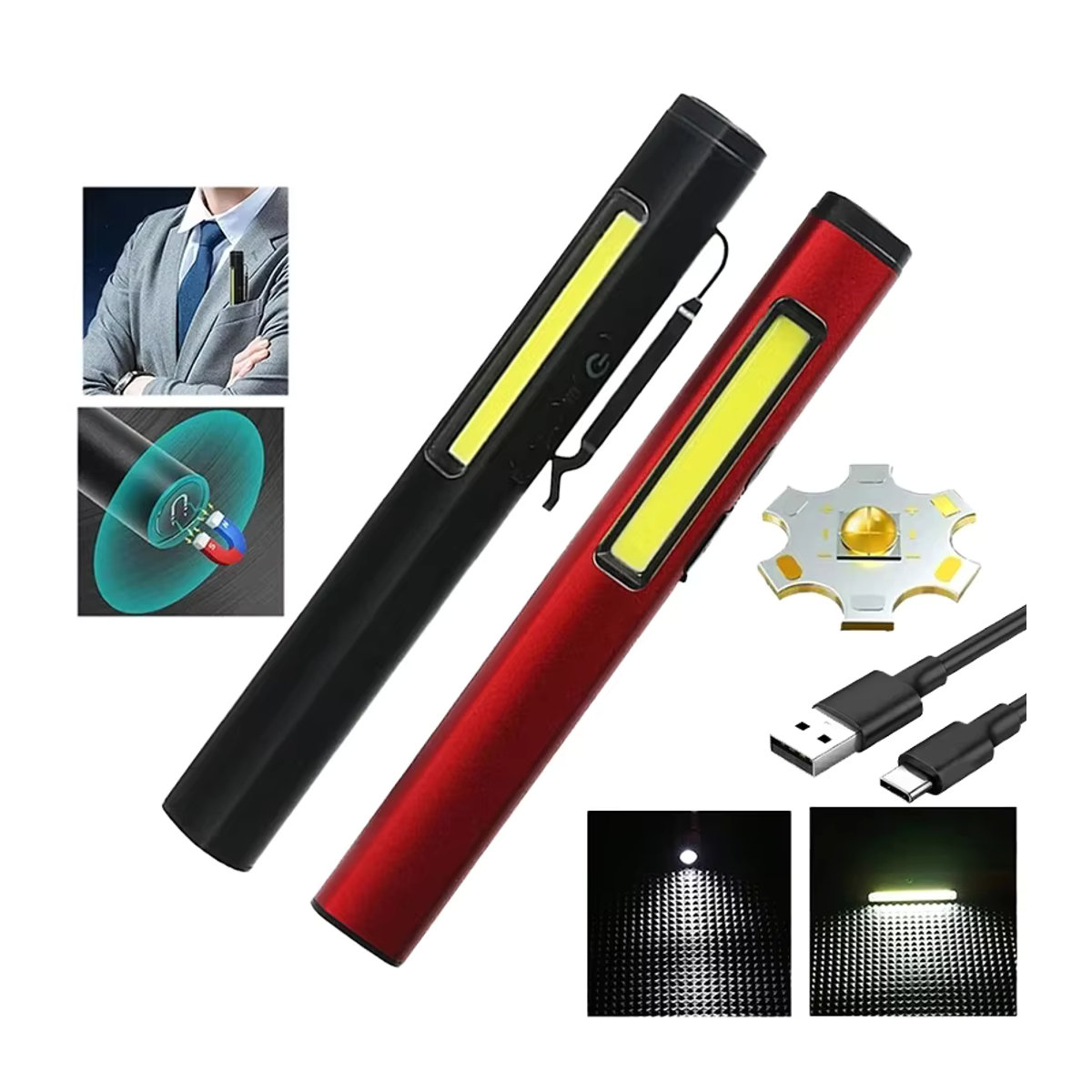 KDULIT LED Taschenlampe USB wiederaufladbar mit Stiftclip und Tasche für medizinische Notfälle und Inspektionen - Bild 5