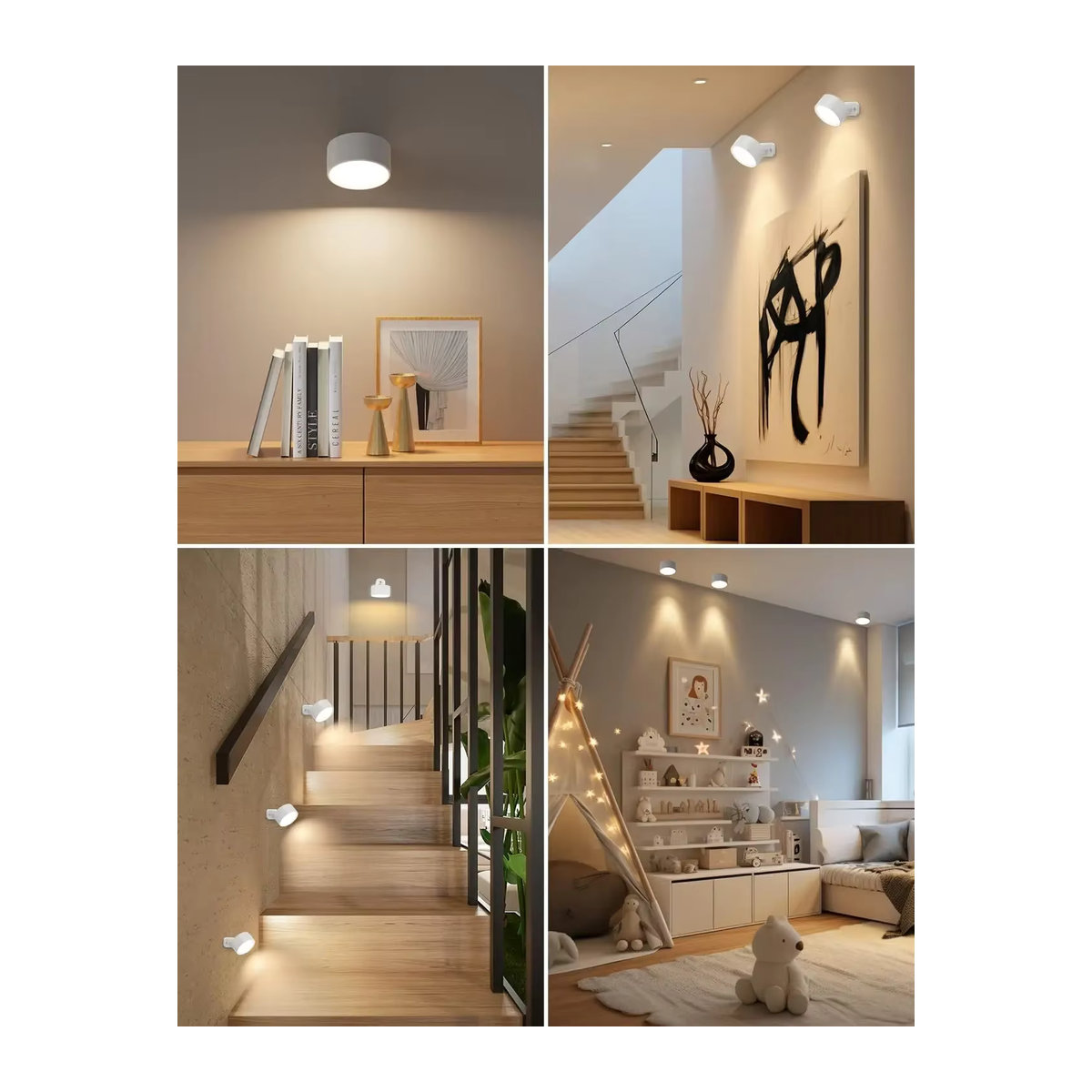 KDULIT Magnetische LED-Wandleuchte in Weiß, wiederaufladbar und dimmbar mit Fernbedienung und 360 Grad Drehbarkeit - Bild 5