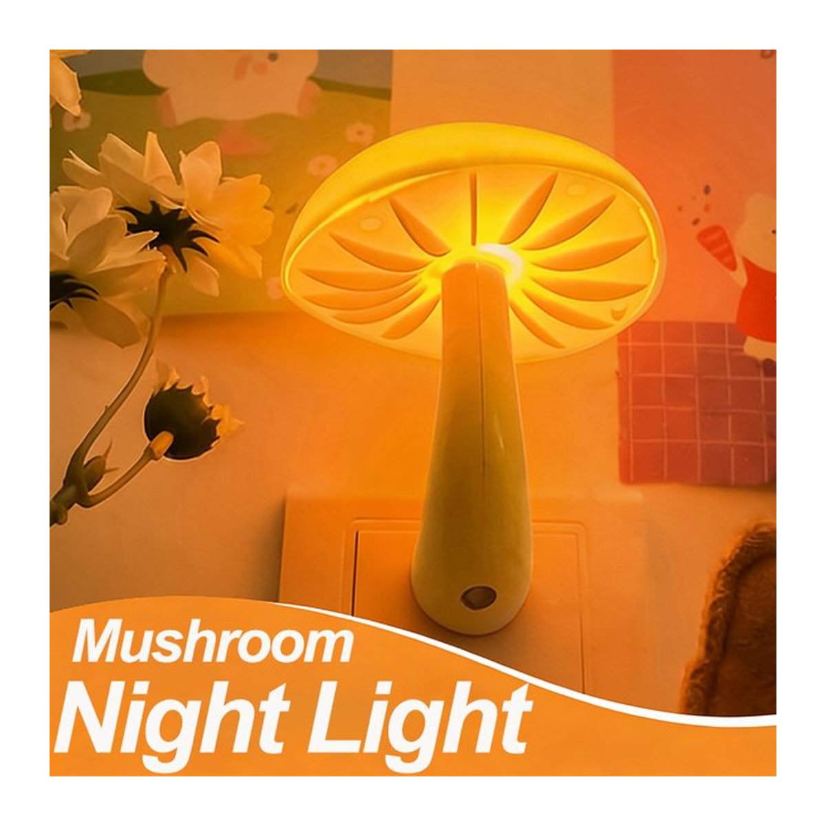 KDULIT Sensor-Pilz-Nachtlicht mit LED in Warmweiß, dimmbare Nachttischlampe in Weiß - Bild 1