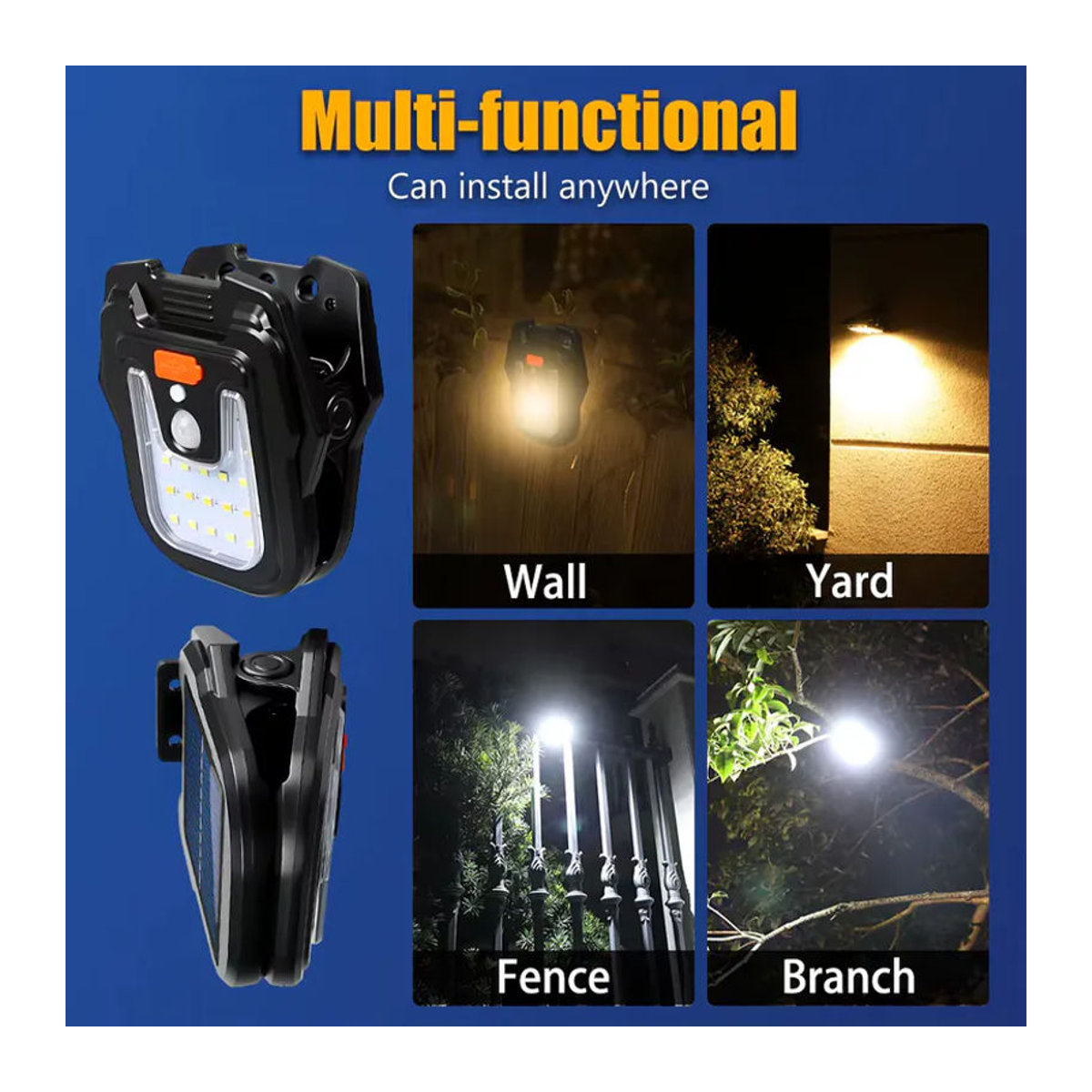 KDULIT Solar-Clip-Lampe mit Bewegungsmelder als Wandleuchte in Schwarz - Bild 4