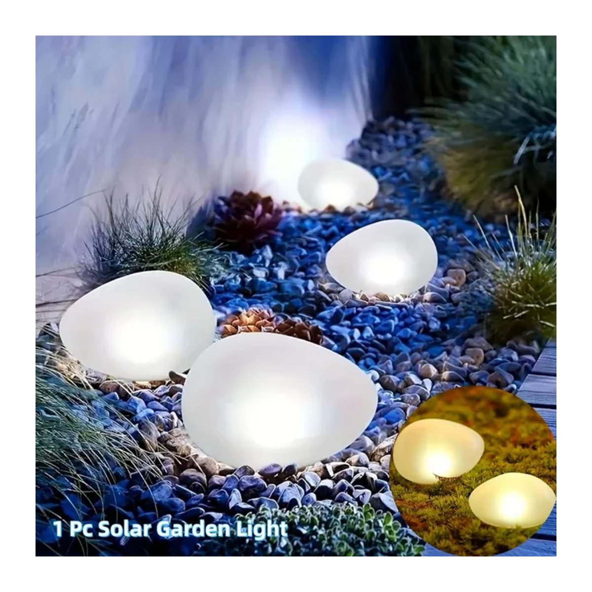 KDULIT Solar-Steinlicht mit Milchglas als wasserdichte Gartenlaterne in Grün und Weiß für den Außenbereich - Bild 1