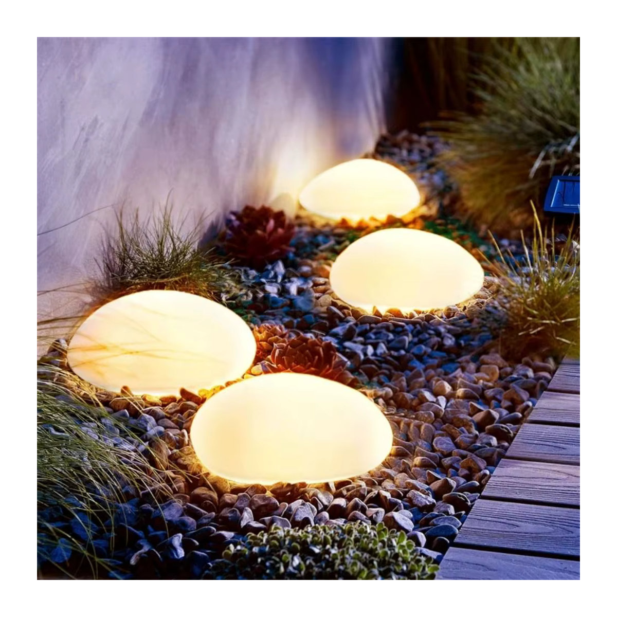 KDULIT Solar-Steinlicht mit Milchglas als wasserdichte Gartenlaterne in Grün und Weiß für den Außenbereich - Bild 5