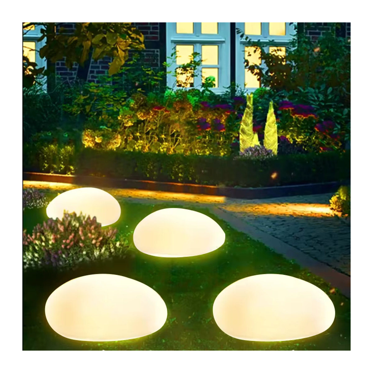 KDULIT Solar-Steinlicht mit Milchglas als wasserdichte Gartenlaterne in Grün und Weiß für den Außenbereich - Bild 6