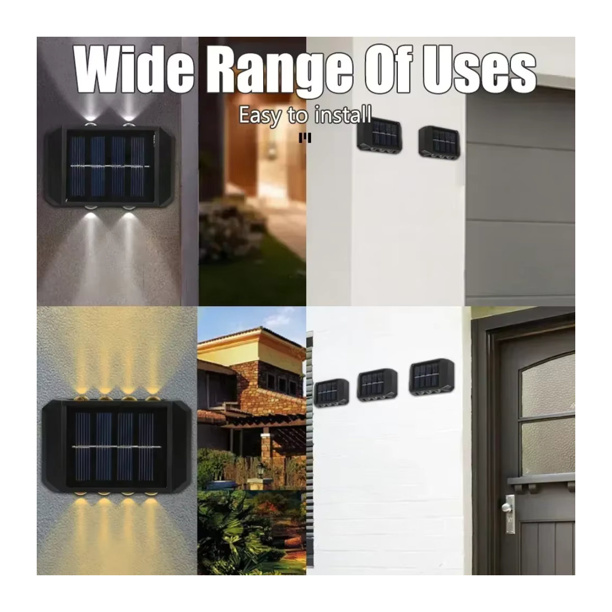 KDULIT Solar-Wandleuchte in Schwarz mit LED und Up-Down-Beleuchtung, IP65 wasserdicht, minimalistisches Design für den Außenbereich - Bild 6
