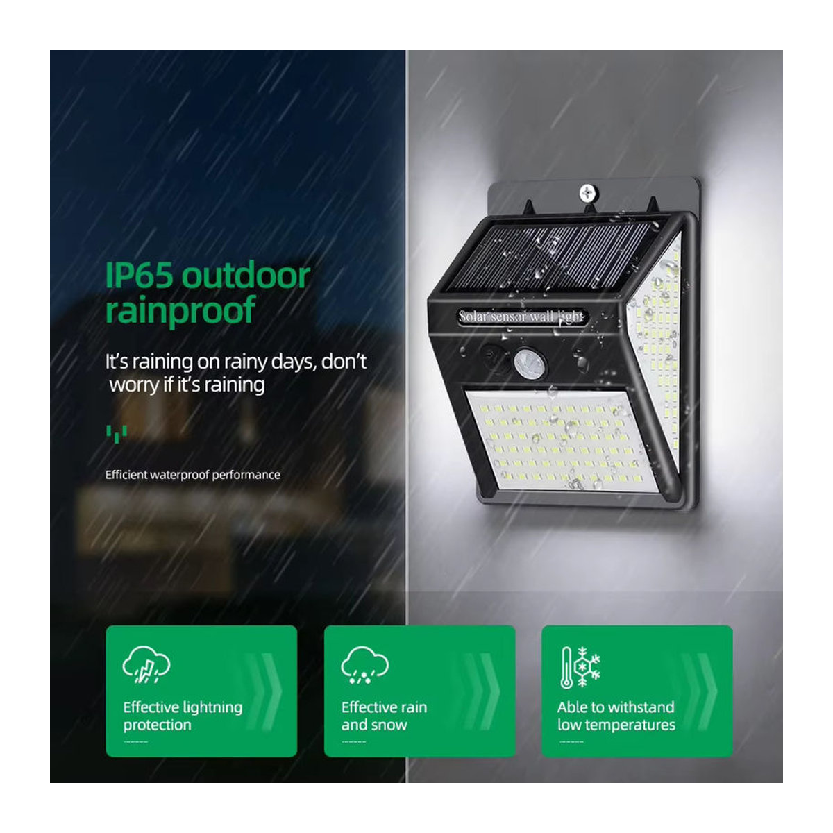 KDULIT Solar Wandleuchte mit 144 LED, PIR Bewegungssensor und wasserdichtem Design, Schwarz, Modern - Bild 3