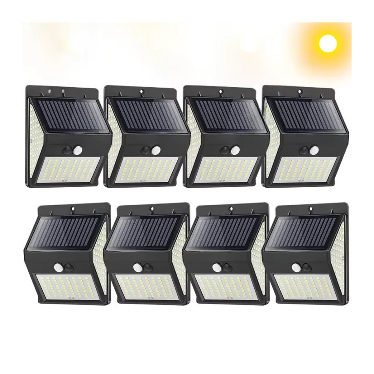 KDULIT Solar Wandleuchte mit 144 LED, PIR Bewegungssensor und wasserdichtem Design, Schwarz, Modern - Bild 7