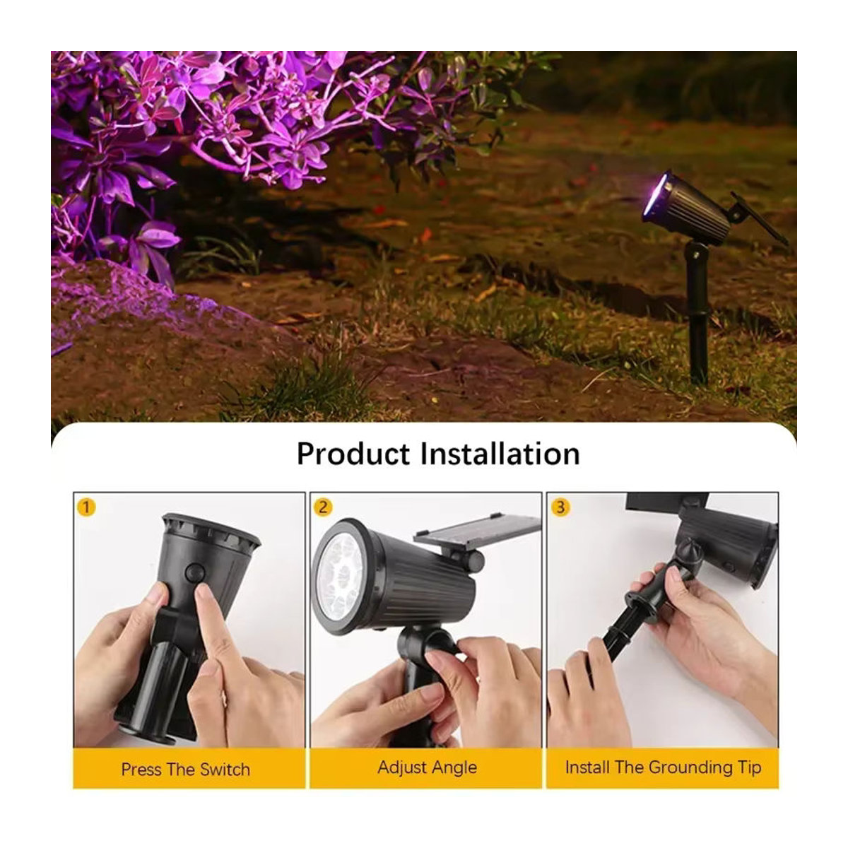 KDULIT Solarleuchte mit 9 LED für Garten und Hof, IP65 wasserdicht, Schwarz, Modernes Design - Bild 2