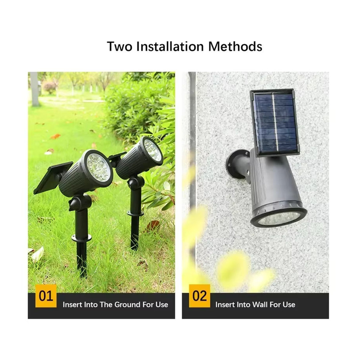 KDULIT Solarleuchte mit 9 LED für Garten und Hof, IP65 wasserdicht, Schwarz, Modernes Design - Bild 3