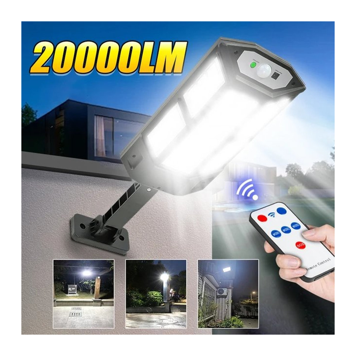 KDULIT Solarleuchte Outdoor mit Bewegungsmelder und 3 Modi, IP65 wasserdicht, Schwarz - Bild 1