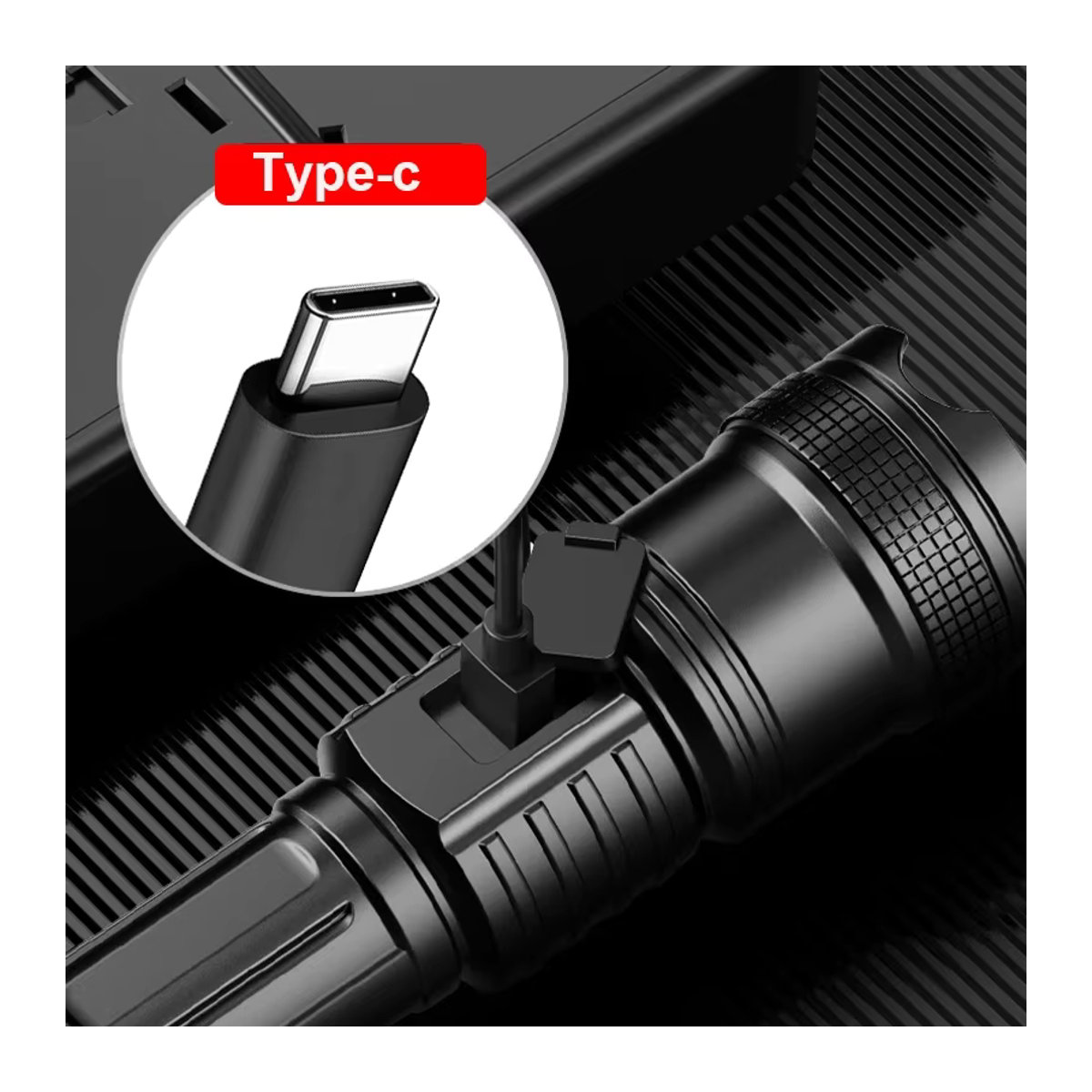 KDULIT Taktische LED Taschenlampe mit 10000LM High Power, wiederaufladbar und mit Zoom für Outdoor, Camping und Notfälle - Bild 3
