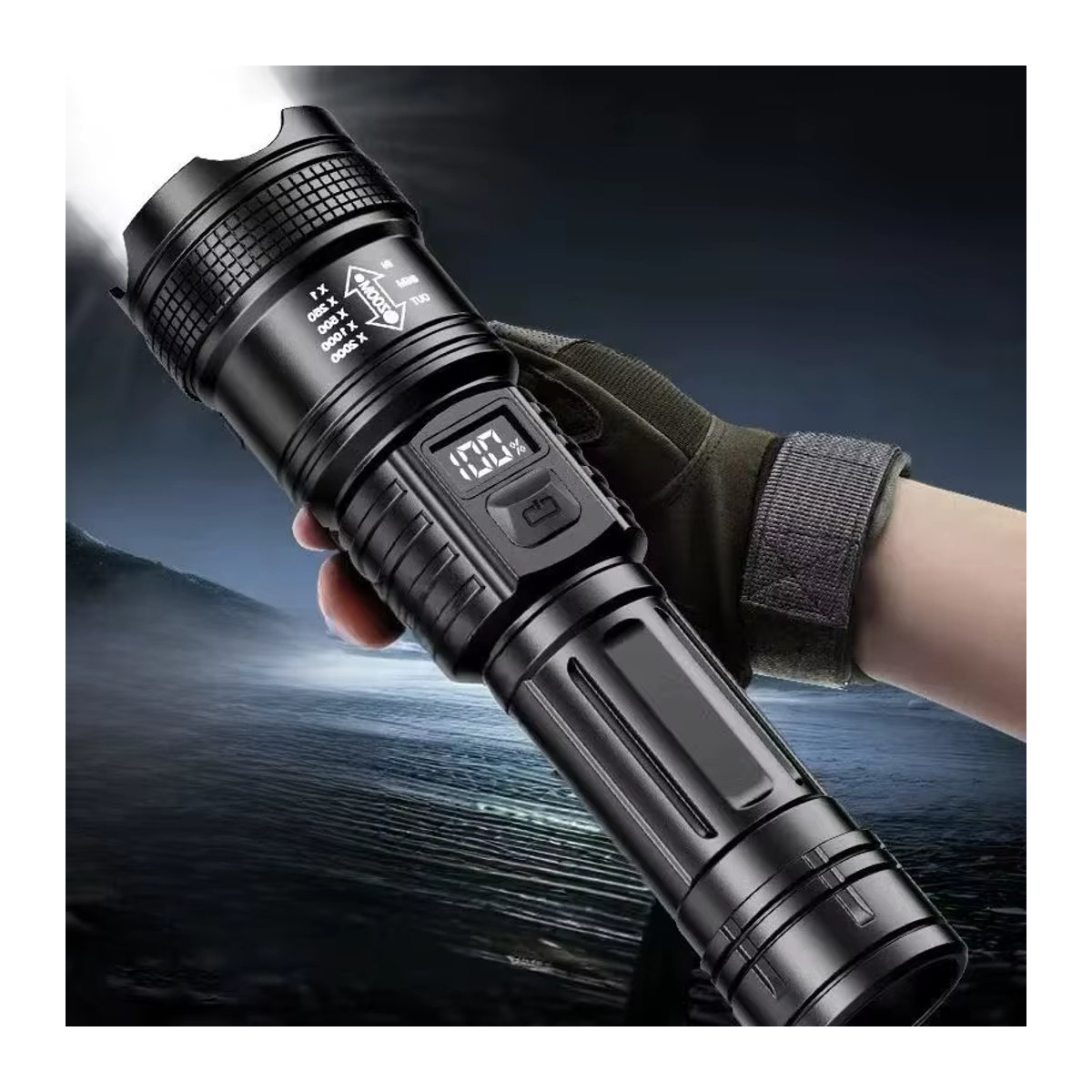 KDULIT Taktische LED Taschenlampe mit 10000LM High Power, wiederaufladbar und mit Zoom für Outdoor, Camping und Notfälle - Bild 7