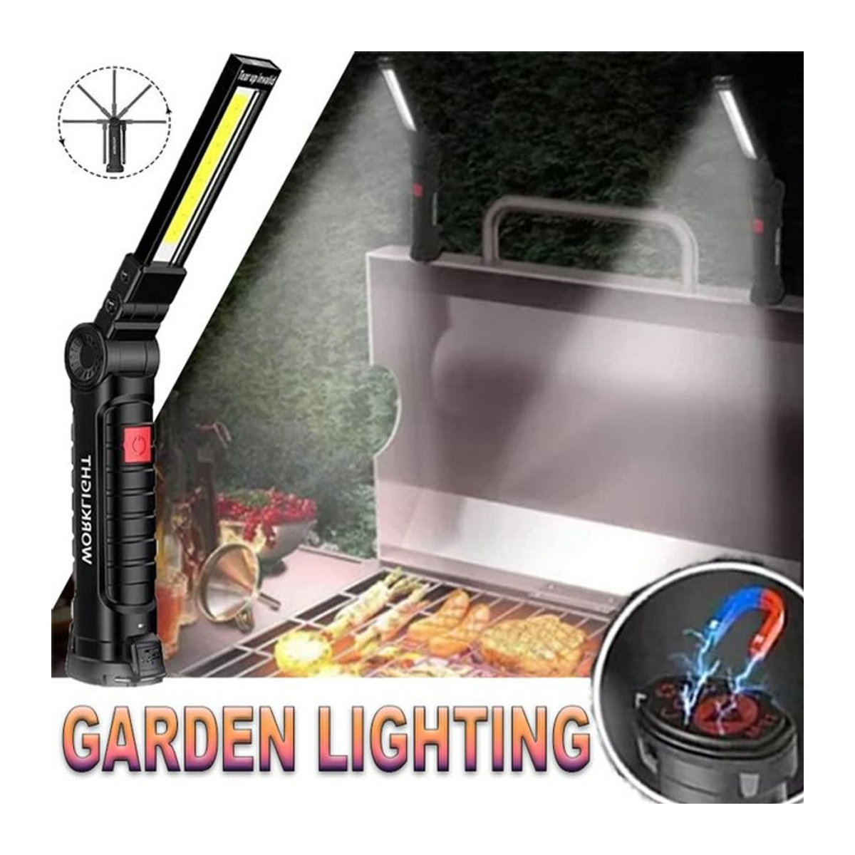 KDULIT Tragbare LED-Taschenlampe mit Magnethaken, Wiederaufladbare Typ-C Arbeitsleuchte für Outdoor, Camping und Reparaturen - Bild 1