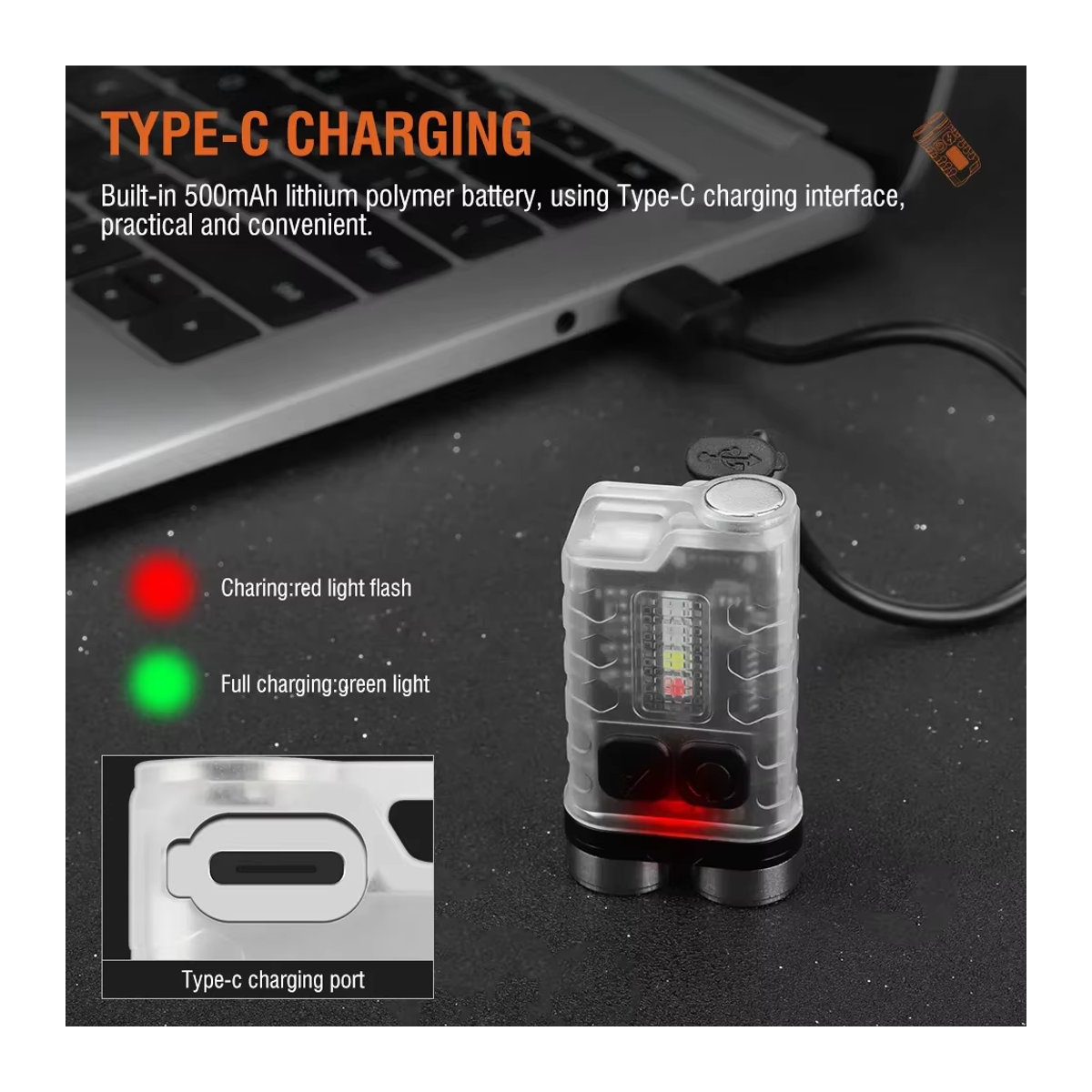 KDULIT V3 EDC Taschenlampe Mini Schlüsselbundlampe mit Magnet und UV-Licht, wiederaufladbar via Type-C, minimalistisches Design für Camping und Angeln - Bild 5