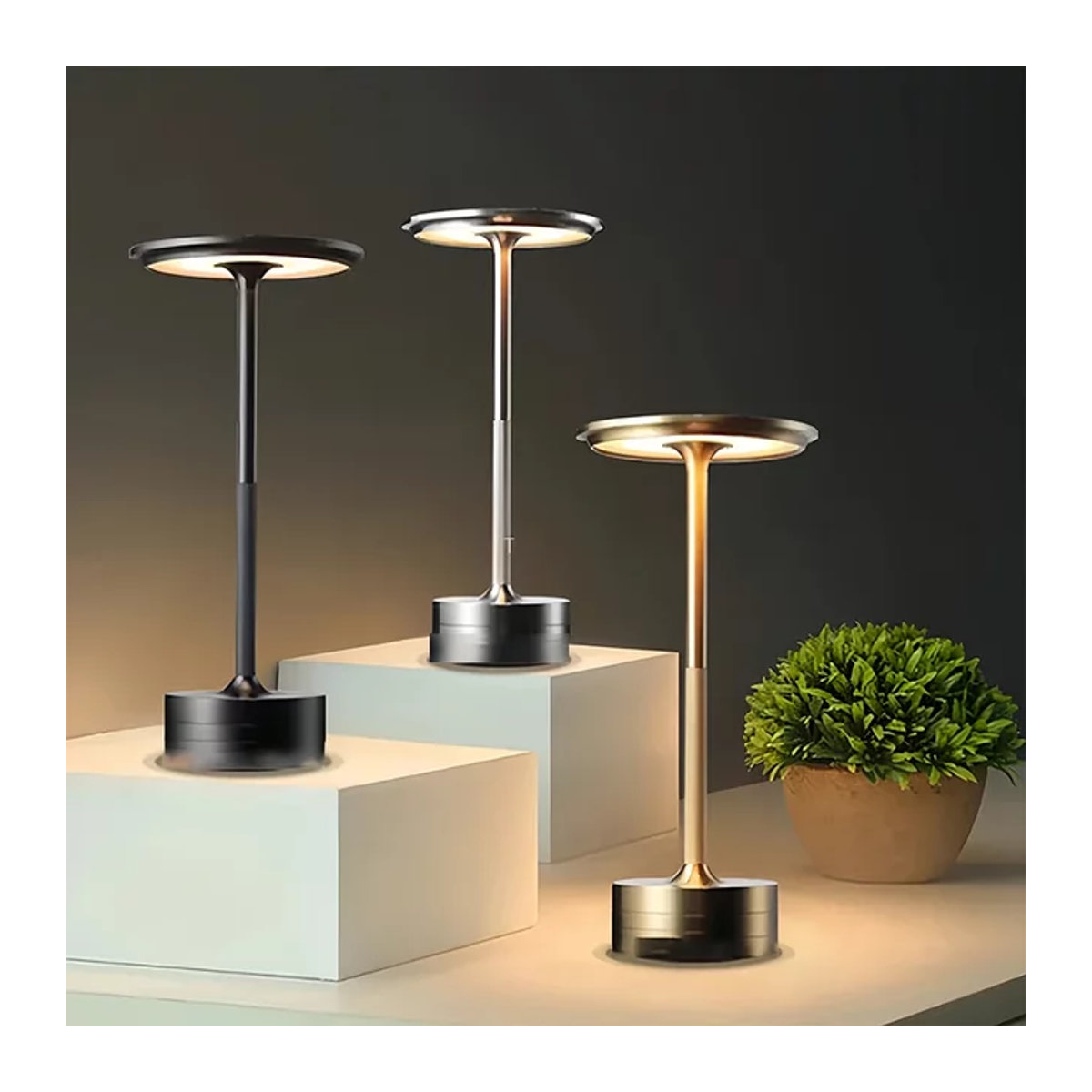 KDULIT Vintage LED Schreibtischlampe aus Metall in Schwarz mit Touch-Steuerung und einstellbarer Helligkeit - Bild 1