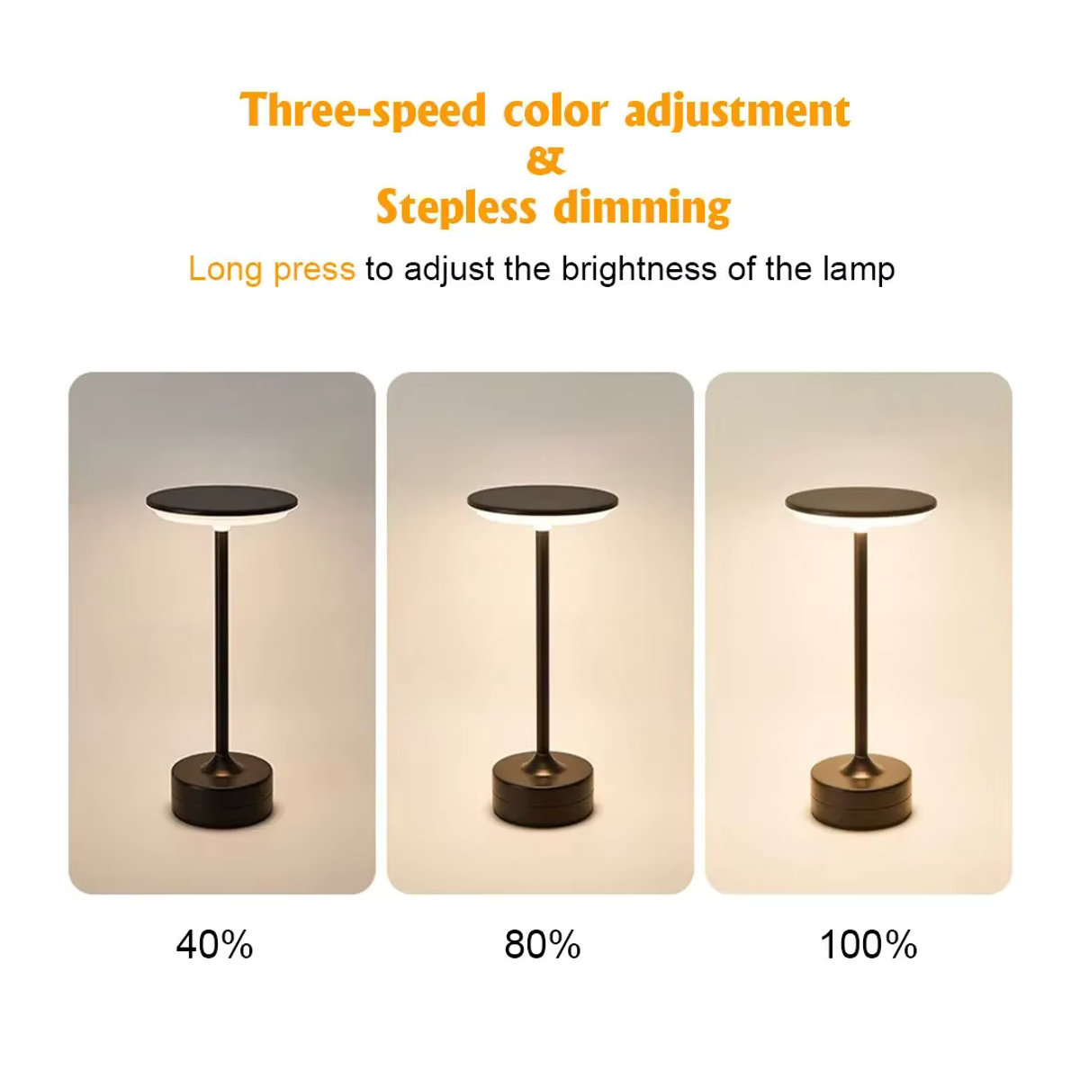 KDULIT Vintage LED Schreibtischlampe aus Metall in Schwarz mit Touch-Steuerung und einstellbarer Helligkeit - Bild 3