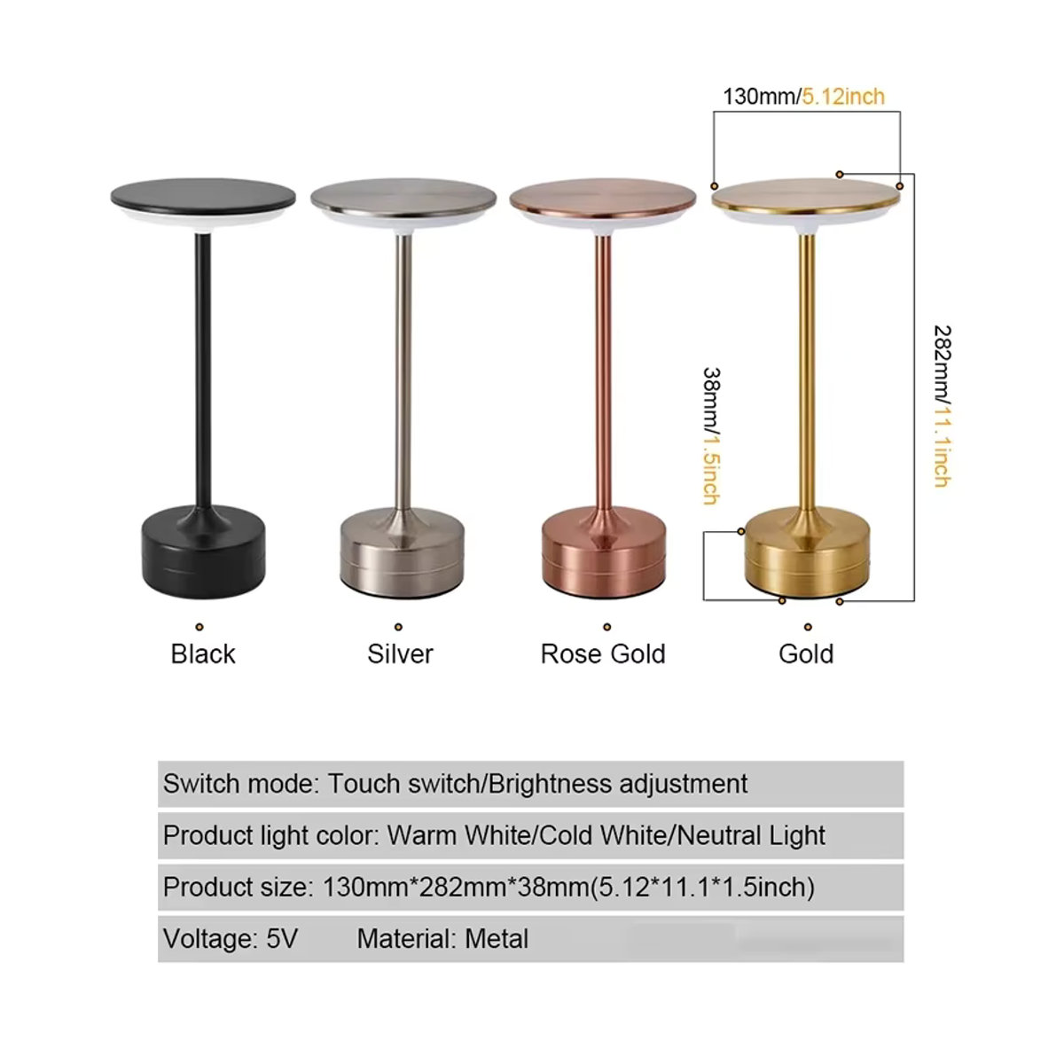 KDULIT Vintage LED Schreibtischlampe aus Metall in Schwarz mit Touch-Steuerung und einstellbarer Helligkeit - Bild 6