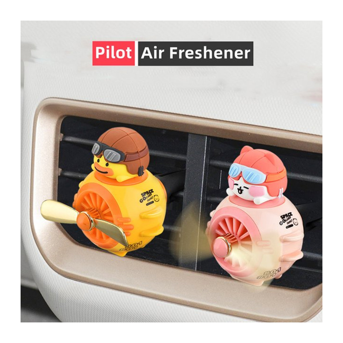KEBETEME Auto Lufterfrischer Bär Pilot mit rotierendem Propeller und magnetischem Design, mehrfarbig - Bild 1