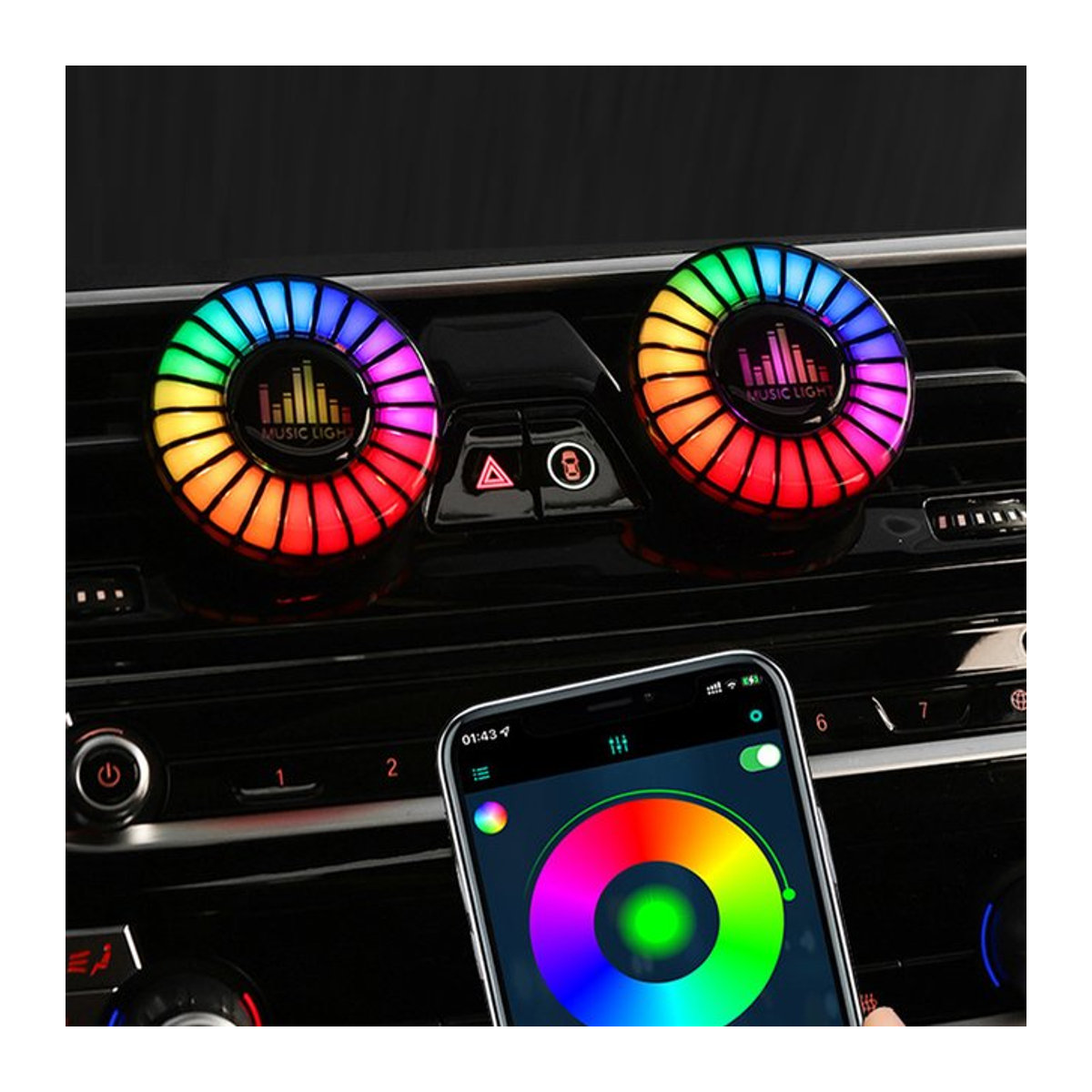 KEBETEME Auto Lufterfrischer mit RGB Musik Rhythmus Lampe und Aromatherapie für die Lüftung, mehrfarbig - Bild 1