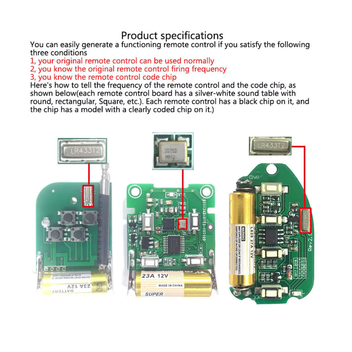 kebidumei 433MHz 1-Kanal-Fernbedienung ev1527 HF-Sender in Schwarz für Smart Home, Garagentoröffner und Alarmanlagen - Bild 3