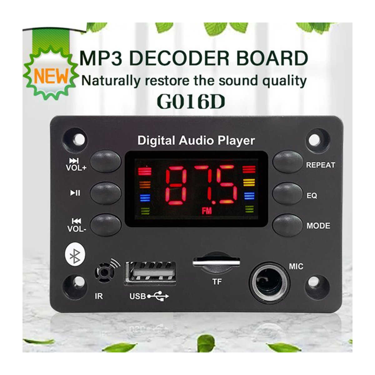 kebidumei Bluetooth 5.0 MP3 Decoder Board mit USB, TF, FM Radio und Freisprecheinrichtung in Schwarz - Bild 1