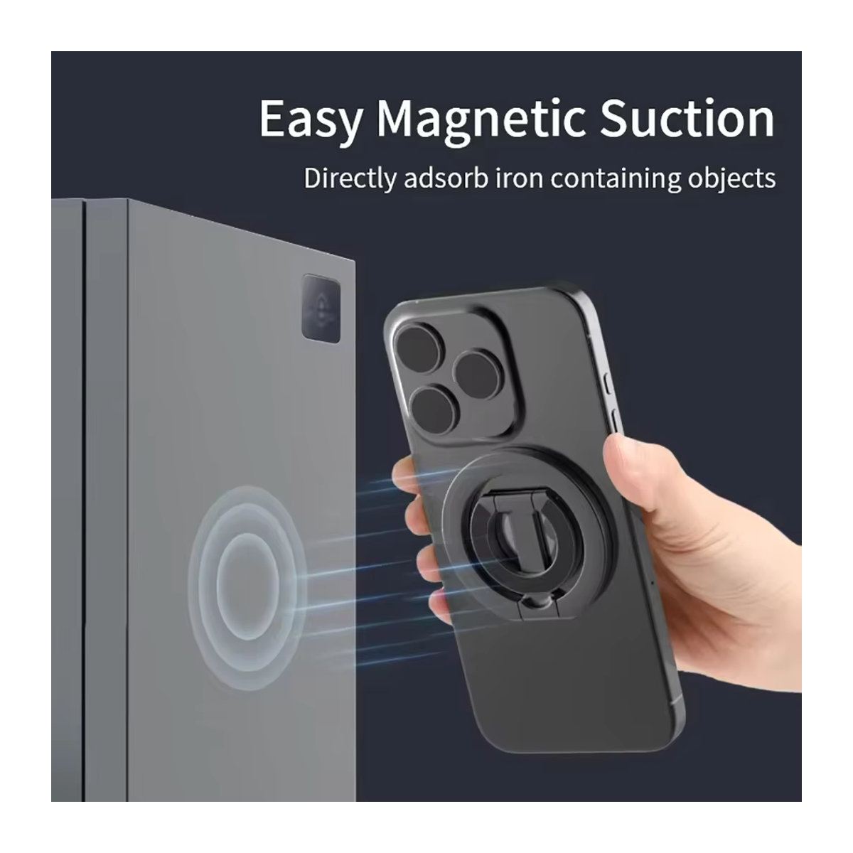 Kebidumei Magnetischer Fingerringhalter für Mobiltelefone, faltbar und doppelseitig, universeller Handyhalter und Autoständer in Schwarz oder Schwarz/Weiß - Bild 2