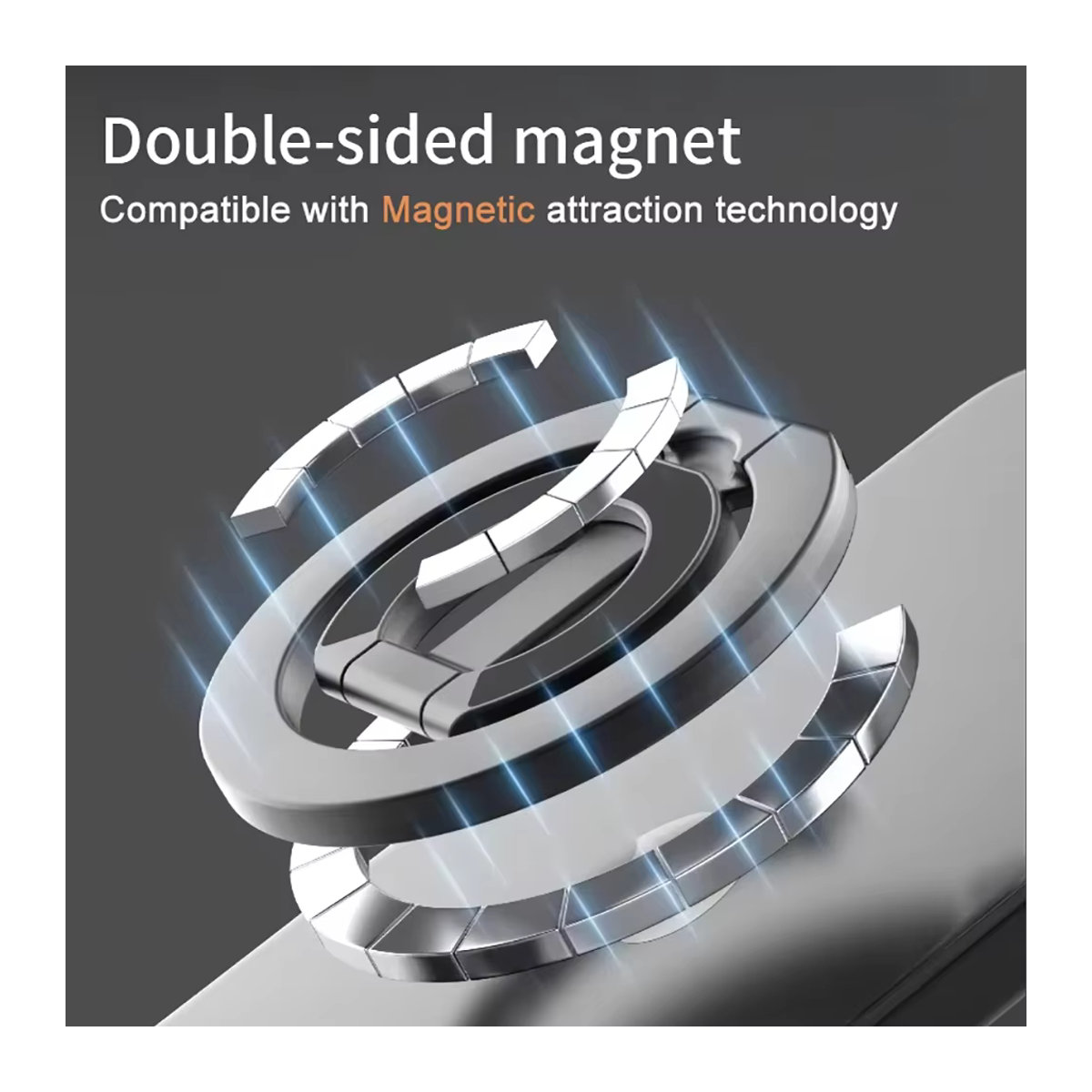 Kebidumei Magnetischer Fingerringhalter für Mobiltelefone, faltbar und doppelseitig, universeller Handyhalter und Autoständer in Schwarz oder Schwarz/Weiß - Bild 4