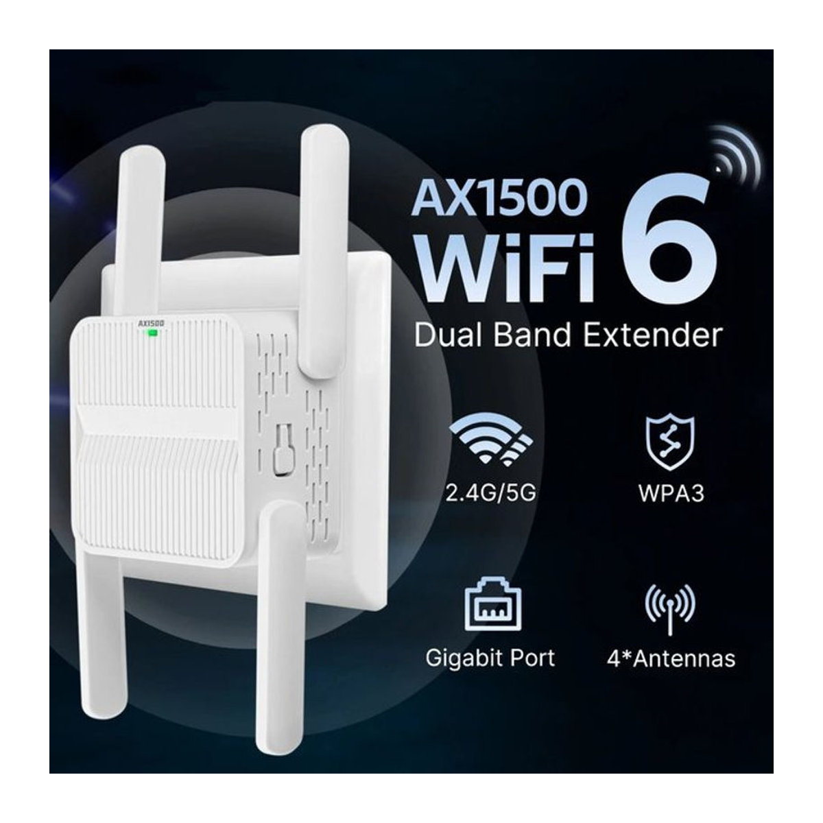 kebidumei WiFi 6 Repeater AX1600 Dual Band 2,4 GHz/5 GHz Signal Verstärker in Weiß - Bild 1
