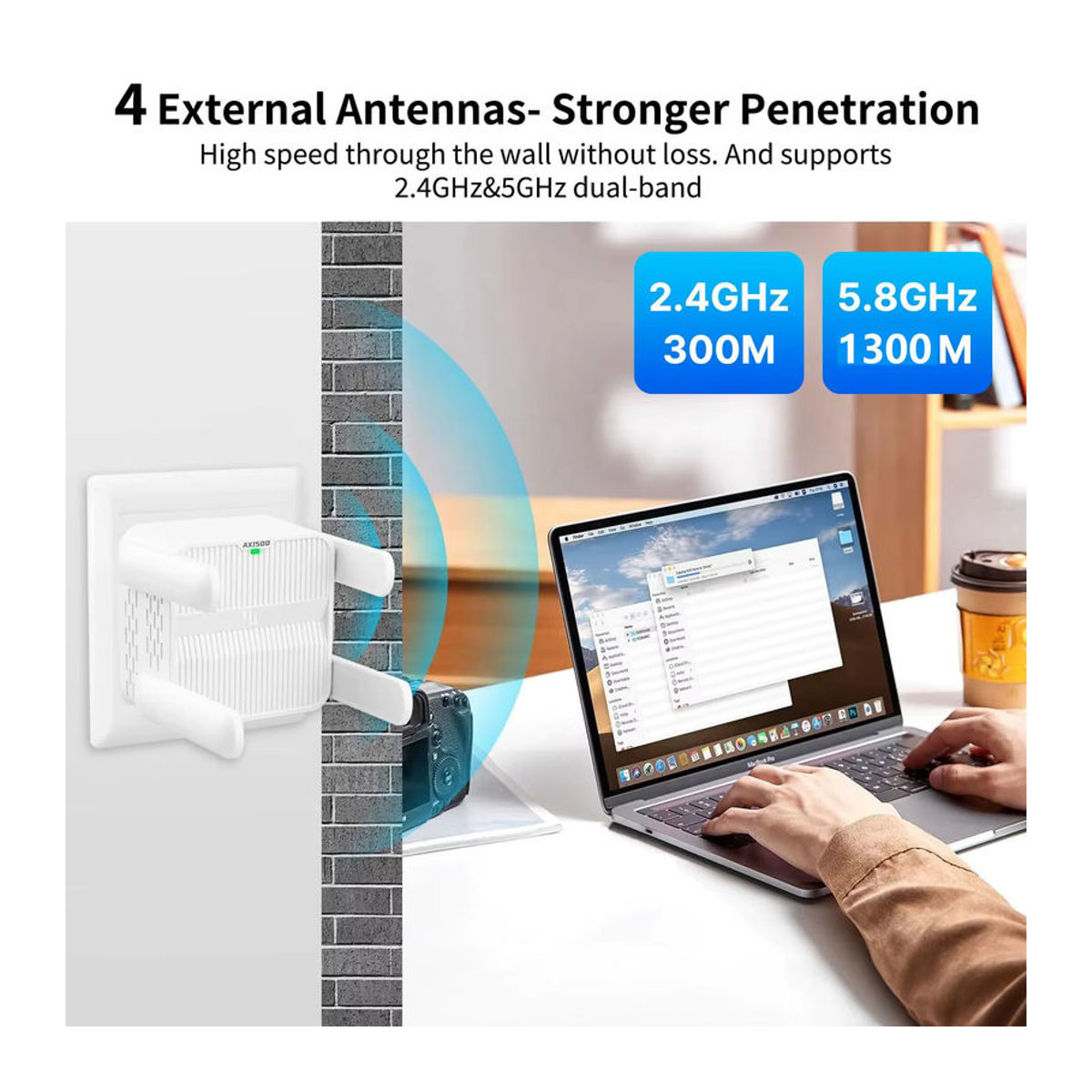 kebidumei WiFi 6 Repeater AX1600 Dual Band 2,4 GHz/5 GHz Signal Verstärker in Weiß - Bild 2