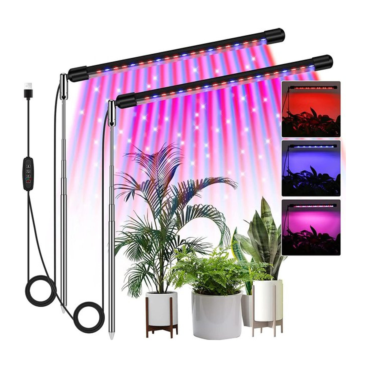 Kebincopled USB Teleskop-Pflanzenlampe mit Vollspektrum-LED und Steuerung für Blumen und Sämlinge - Bild 1