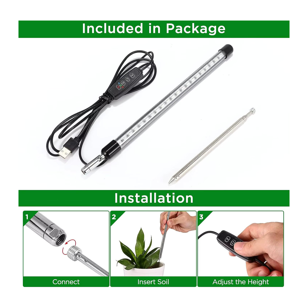 Kebincopled USB Teleskop-Pflanzenlampe mit Vollspektrum-LED und Steuerung für Blumen und Sämlinge - Bild 3