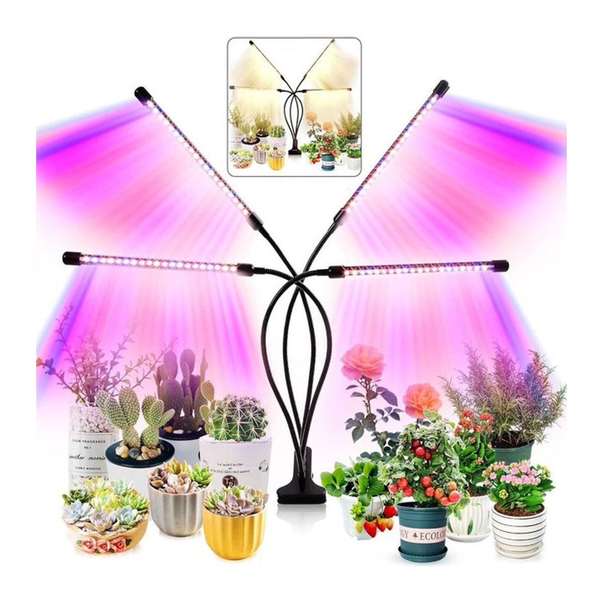 KEBINCPLED 3-Farben-LED-USB-Wachstumslicht mit Vollspektrum und Steuerung für Pflanzen und Blumensämlinge im minimalistischen Design - Bild 1