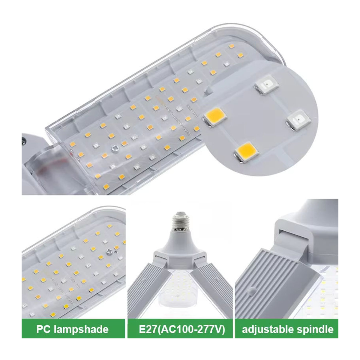KEBINCPLED 48W Vollspektrum LED Pflanzenwachstumslampe mit E27 Anschluss und faltbarem Design für Zimmerpflanzen und Blumensämlinge - Bild 4
