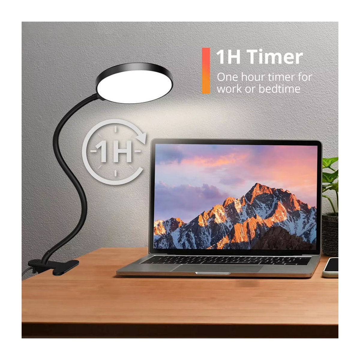 KEBINCPLED LED Buchlampe Schwarz – Tragbare USB-aufladbare Leselampe mit flexibler Halterung und verschiedenen Lichtmodi - Bild 2