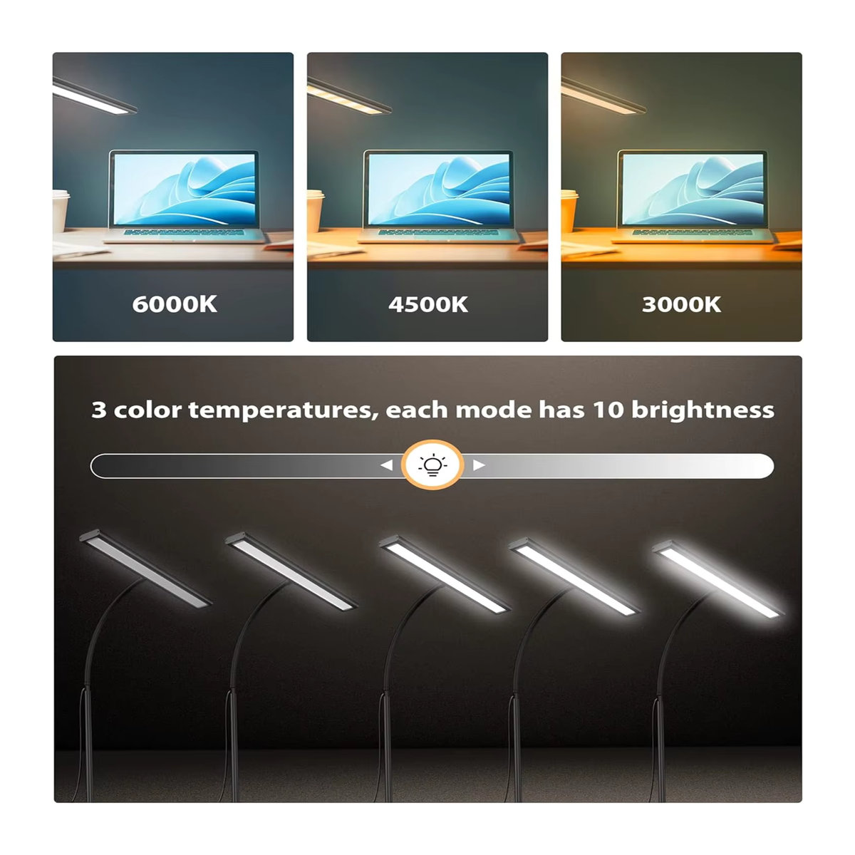KEBINCPLED LED Monitor Lichtleiste Schwarz – Stufenlos dimmbare USB Schreibtischlampe für Büro und Studium - Bild 2