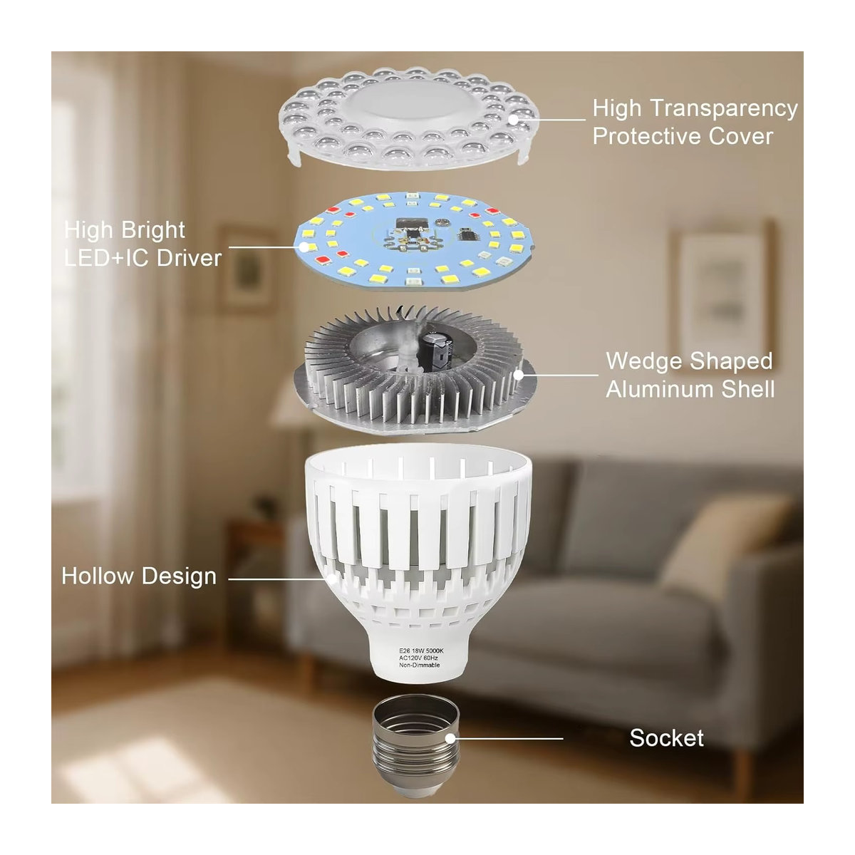 KEBINCPLED LED Pflanzenlampe 12W E27 Vollspektrum Wachstumslicht für Indoor und Garten in minimalistischem Design - Bild 2