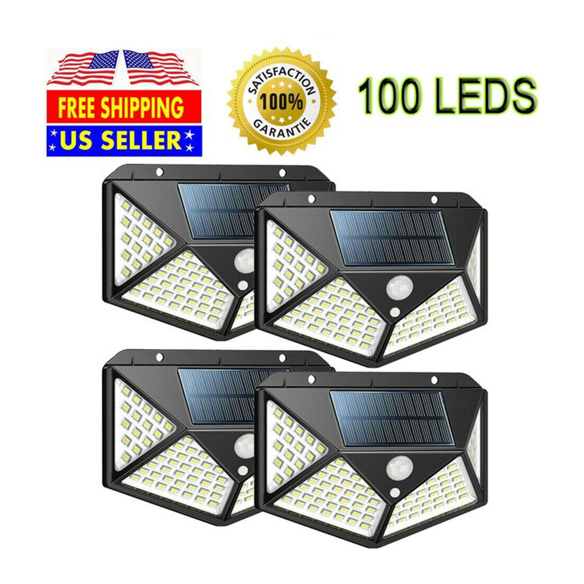 KEBINCPLED Solar Wandleuchte mit 100 LED und PIR Bewegungsmelder, IP65 wasserdicht, Schwarz, Modernes Design für Outdoor, Garten und Veranda - Bild 1