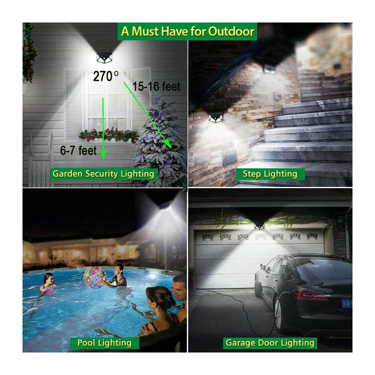 KEBINCPLED Solar Wandleuchte mit 100 LED und PIR Bewegungsmelder, IP65 wasserdicht, Schwarz, Modernes Design für Outdoor, Garten und Veranda - Bild 4