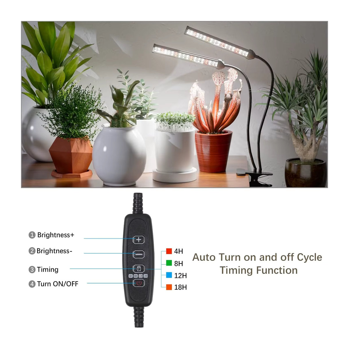 KEBINCPLED USB-Clip-Flachrohr-LED-Wachstumslicht mit Vollspektrum und 6000 K für Pflanzen und Sukkulenten - Bild 3