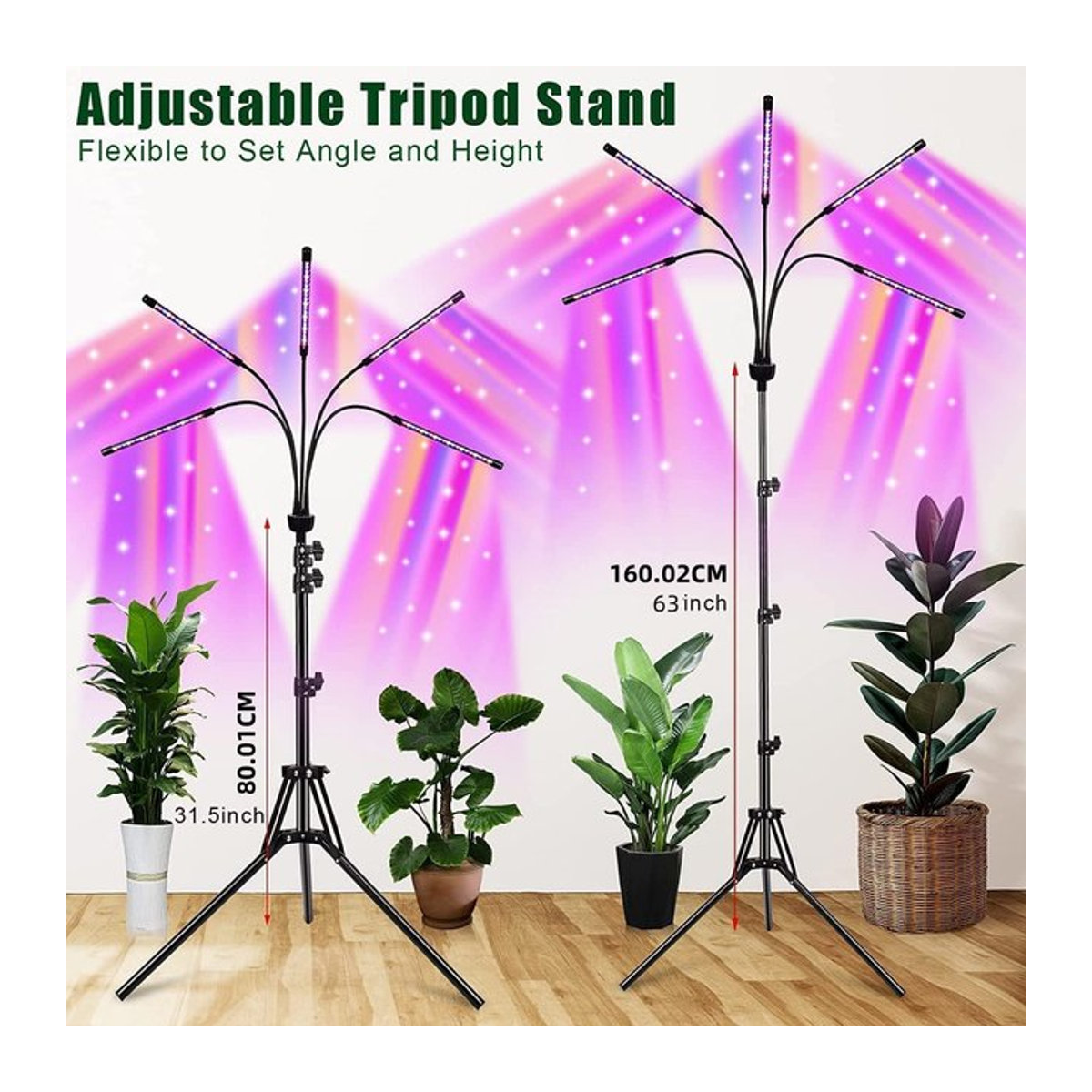 KEBINCPLED Vollspektrum LED Pflanzenlampe mit Stativ und Fernbedienung, 3 Farben, USB 5V für Indoor und Gewächshaus - Bild 1