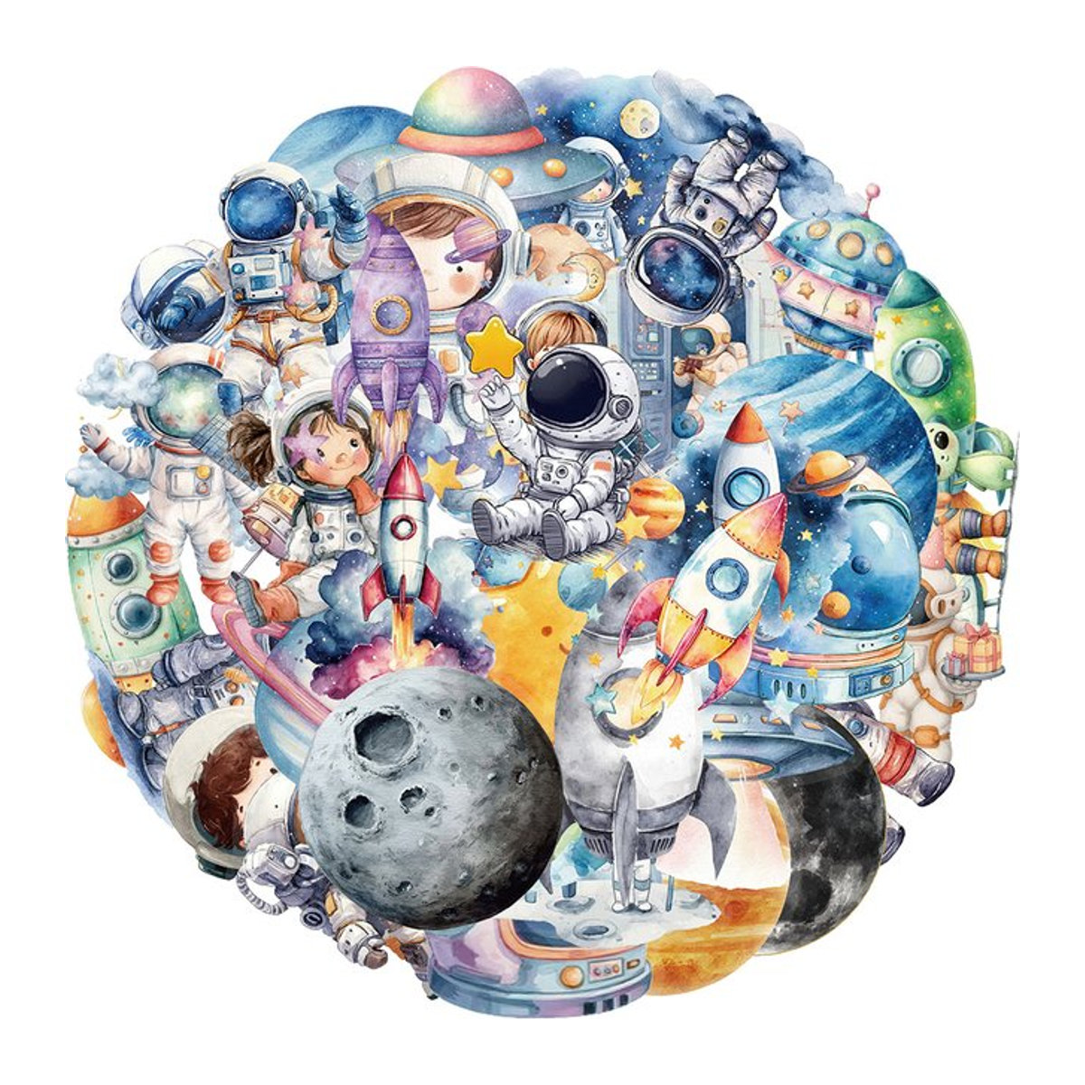 Keeppley Astronaut Aufkleber Set für Kinder, transparente Cartoon Aufkleber in Mehrfarbig, ideal für DIY Skateboard und Koffer - Bild 1