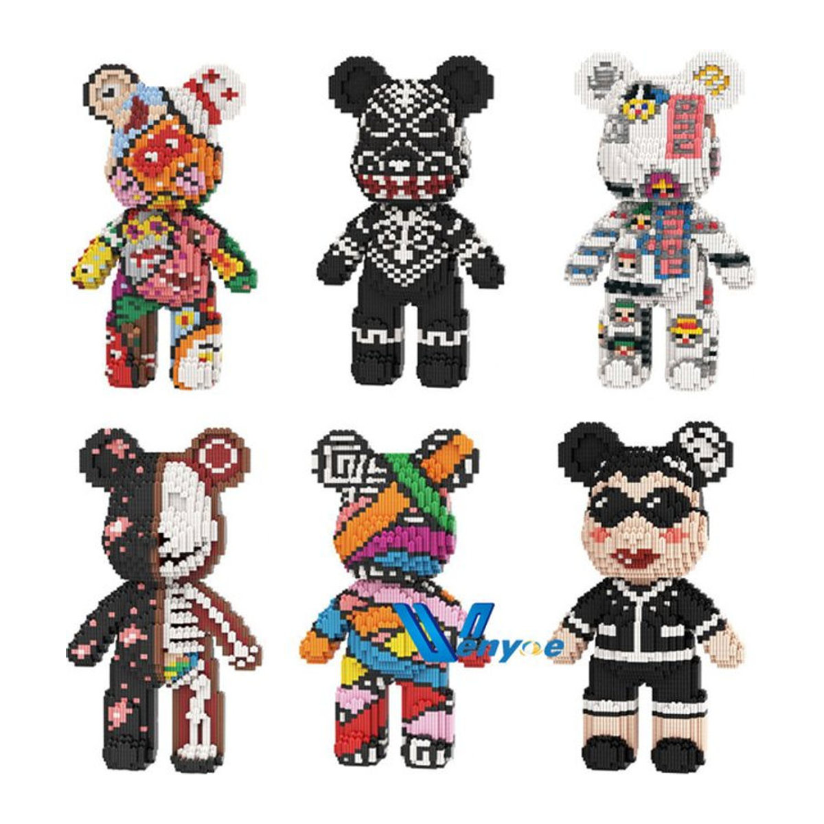 Keeppley Bunter Bär Mini-Baustein Set – Abstraktes Fluid Art Bären-Ornament aus Kunststoff zur DIY Montage und Heimdekoration, mehrfarbig - Bild 1