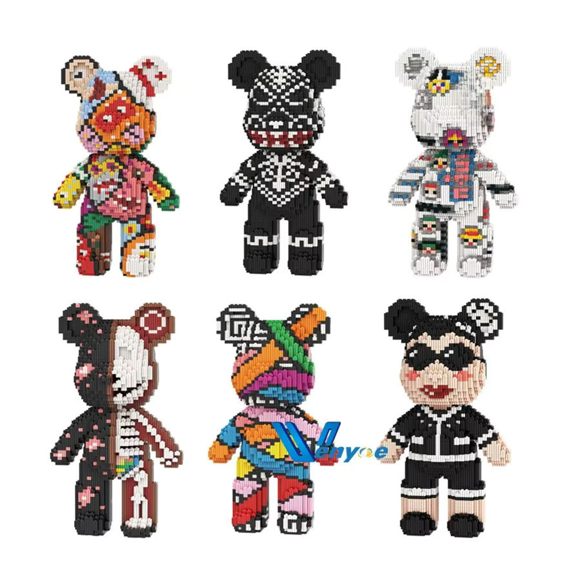 Keeppley Bunter Bär Mini-Baustein Set – Abstraktes Fluid Art Bären-Ornament aus Kunststoff zur DIY Montage und Heimdekoration, mehrfarbig - Bild 5