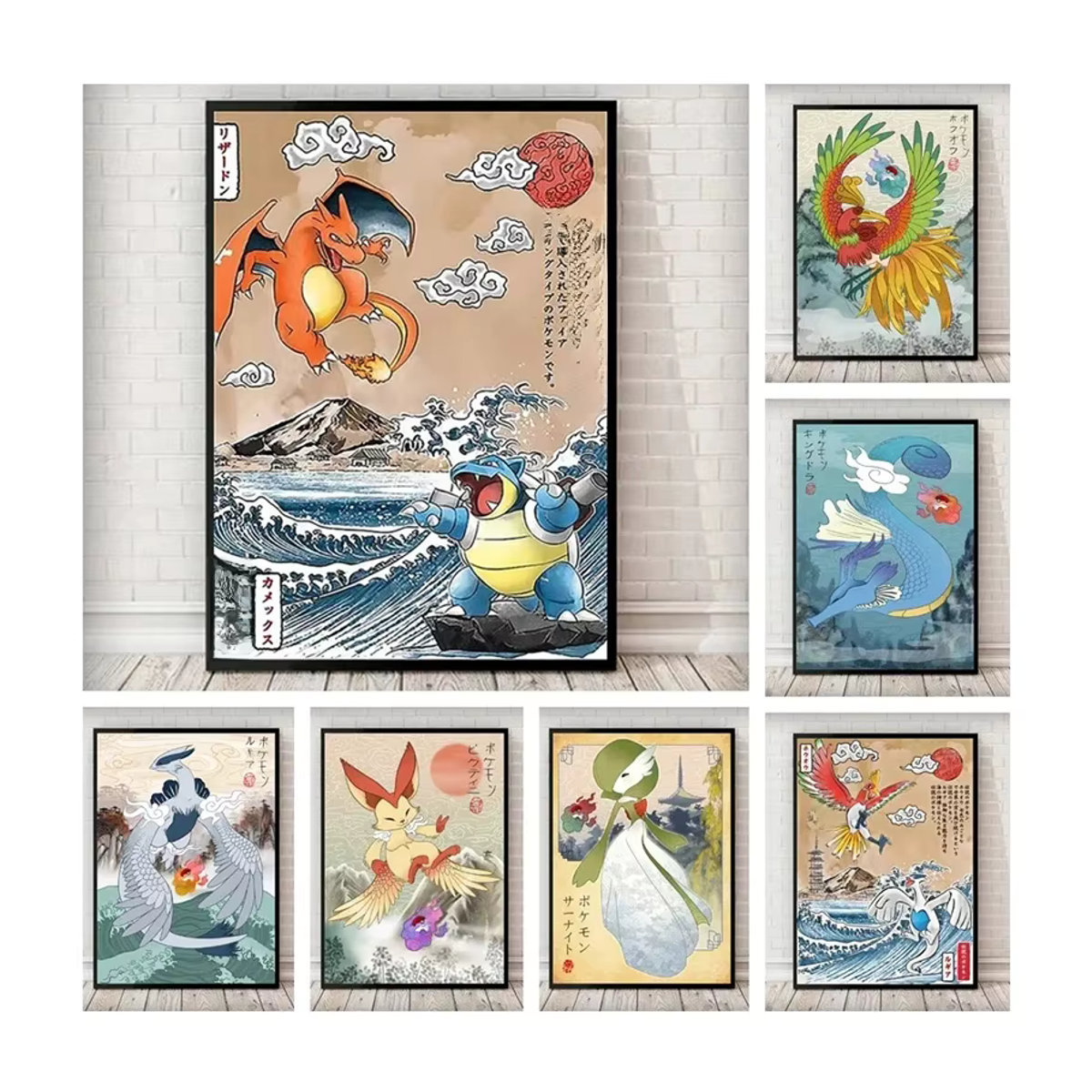 Keeppley Pokemon Leinwand Wandbild mit Pikachu, Charmander, Squirtle und Bulbasaur in Mehrfarbig, Hochformat, Rechteckig - Bild 2