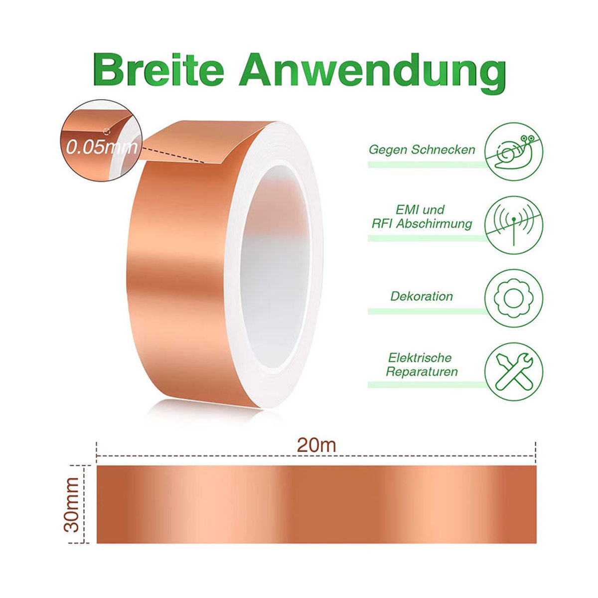 KEKA Schneckenschutz Kupferband zur Schneckenabwehr für Garten und Hochbeete - Bild 3