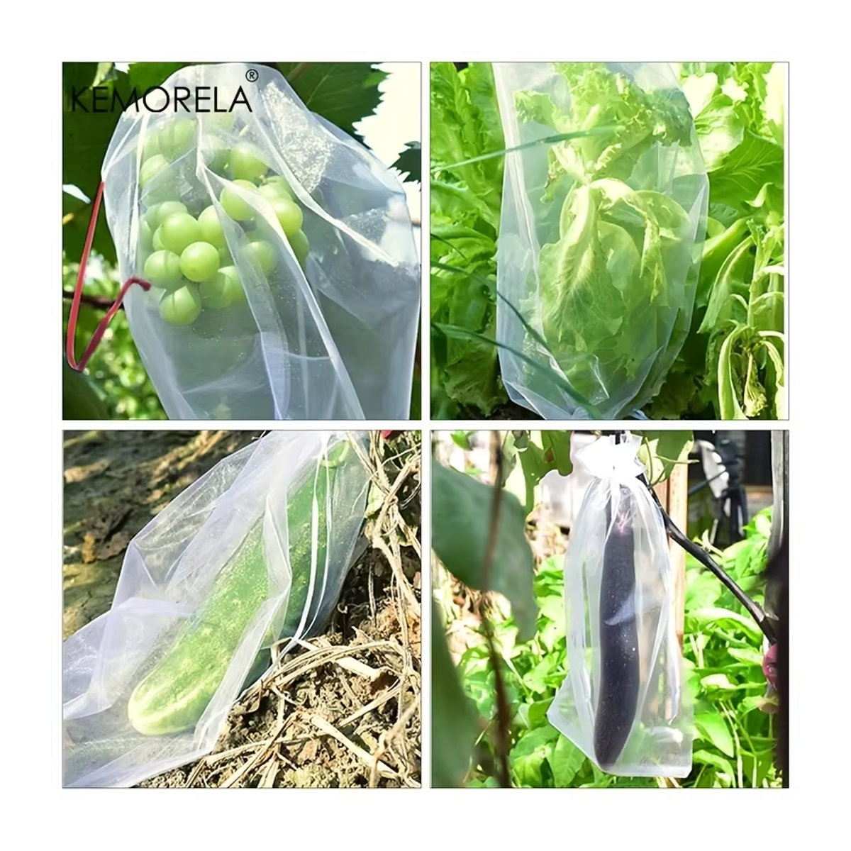 KEMORELA 50 Stück weiße Mesh-Obst-Insekten-Schutztaschen aus PP/TPE-Vlies zum Schutz von Obst vor Insekten und Vögeln - Bild 3